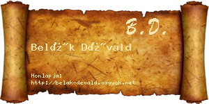 Belák Dévald névjegykártya